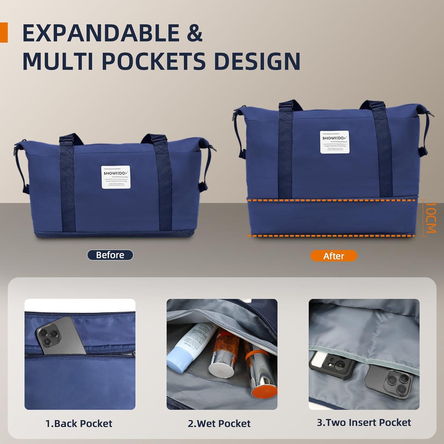 SHOWKOO Mittelgroßer Hartschalenkoffer ABS+PC Blau 4 Rollen TSA 3tlg