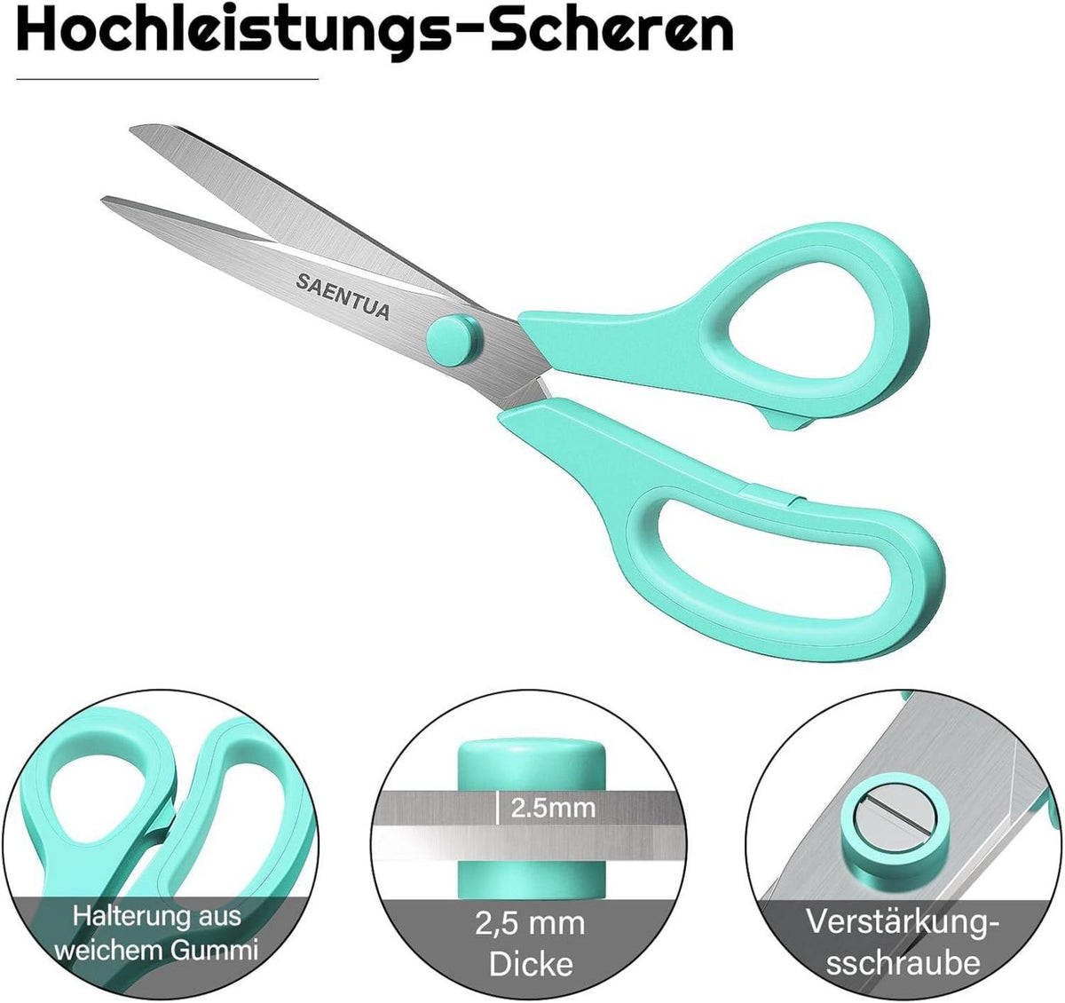 Edelstahl Scheren Set 3 Stück 21cm ultrascharfe Klingen bequeme Griffe
