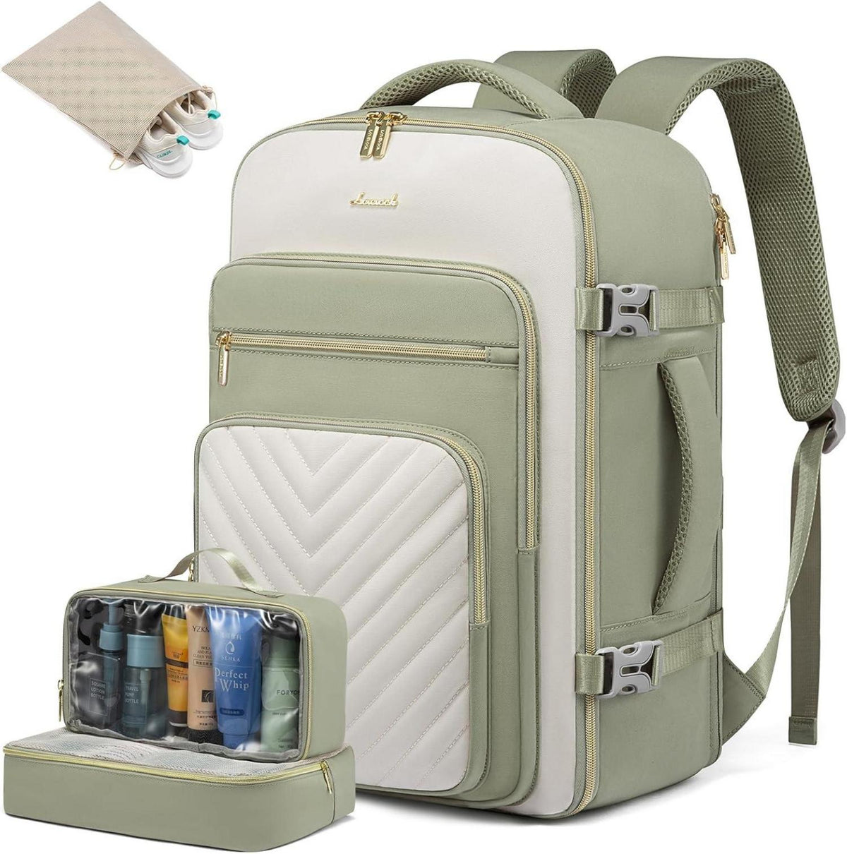 Rucksack Handgepäck 40L Damen Wasserdicht Laptop 17 Zoll Olivgrün