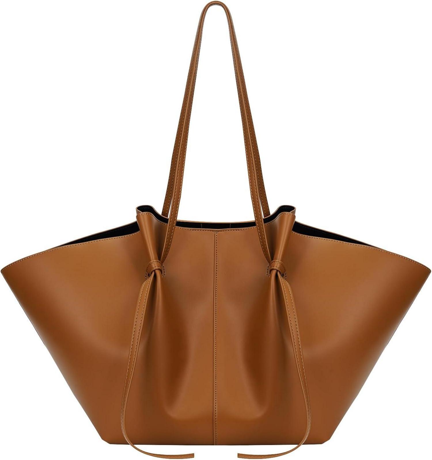 Große Schwarze Tote Bag Kunstleder Verstellbarer Schultergurt