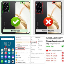 Honor 200 Handyhülle Schwarz Leder Klapphülle mit