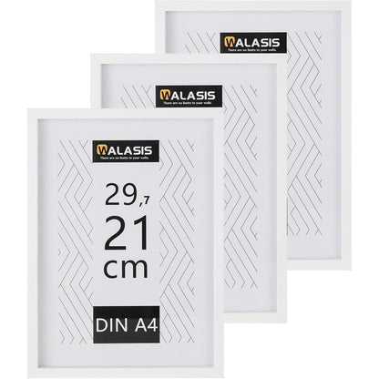 Moderne Walasis Bilderrahmen Set A4 Holz Weiß 3er Fotorahmen