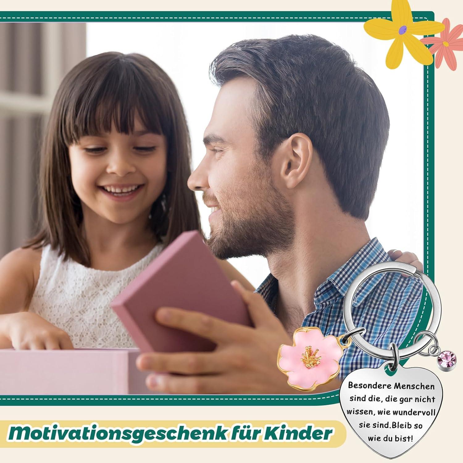 Otuuz Inspirierender Schlüsselanhänger Herzform mit Rose Diamant & Blume