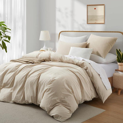 Renforce Baumwoll Bettwäsche Set Beige 135x200cm + 80x80cm