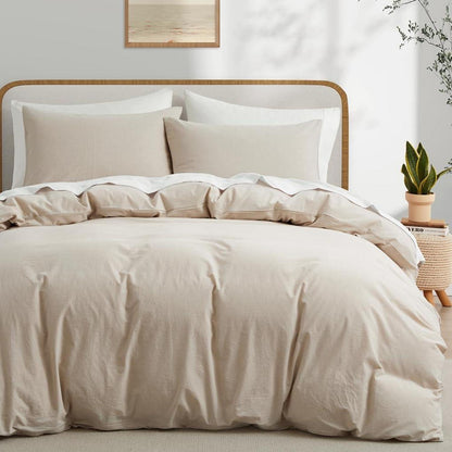 Renforce Baumwoll Bettwäsche Set Beige 135x200cm + 80x80cm