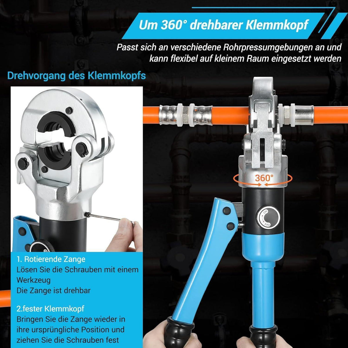 Profi Presszange TH-Kontur für Alu-Kunststoffrohre 16-32mm