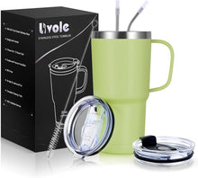 Thermobecher 600ml Vakuum Kaffeebecher mit Strohhalm, Edelstahl