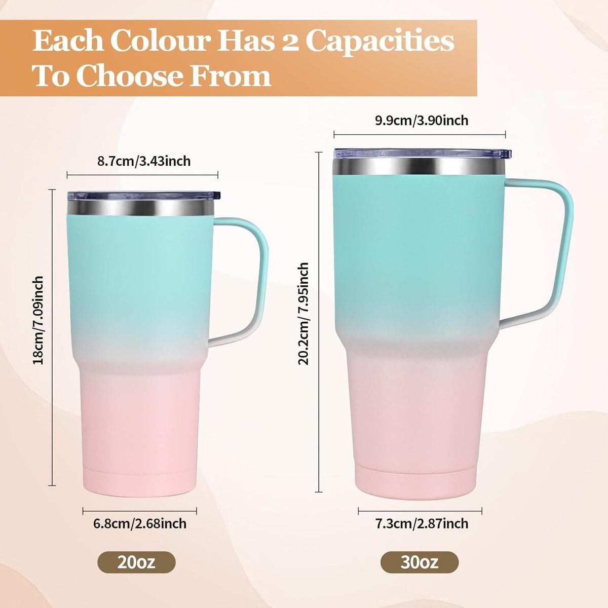 Doppelwandiger Thermobecher 900ml mit Strohhalm und Henkel, Isolierter