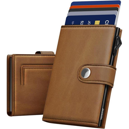 YESIIW Herren Geldbörse Kartenetui RFID Slim Wallet Braun
