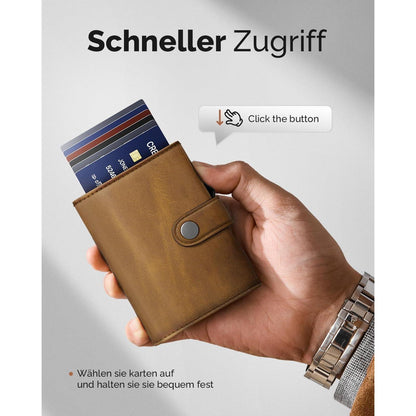 YESIIW Herren Geldbörse Kartenetui RFID Slim Wallet Braun