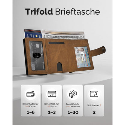 YESIIW Herren Geldbörse Kartenetui RFID Slim Wallet Braun