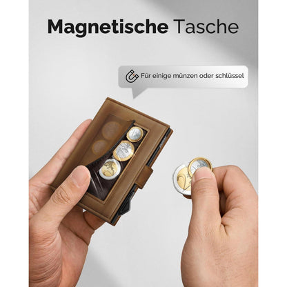 YESIIW Herren Geldbörse Kartenetui RFID Slim Wallet Braun