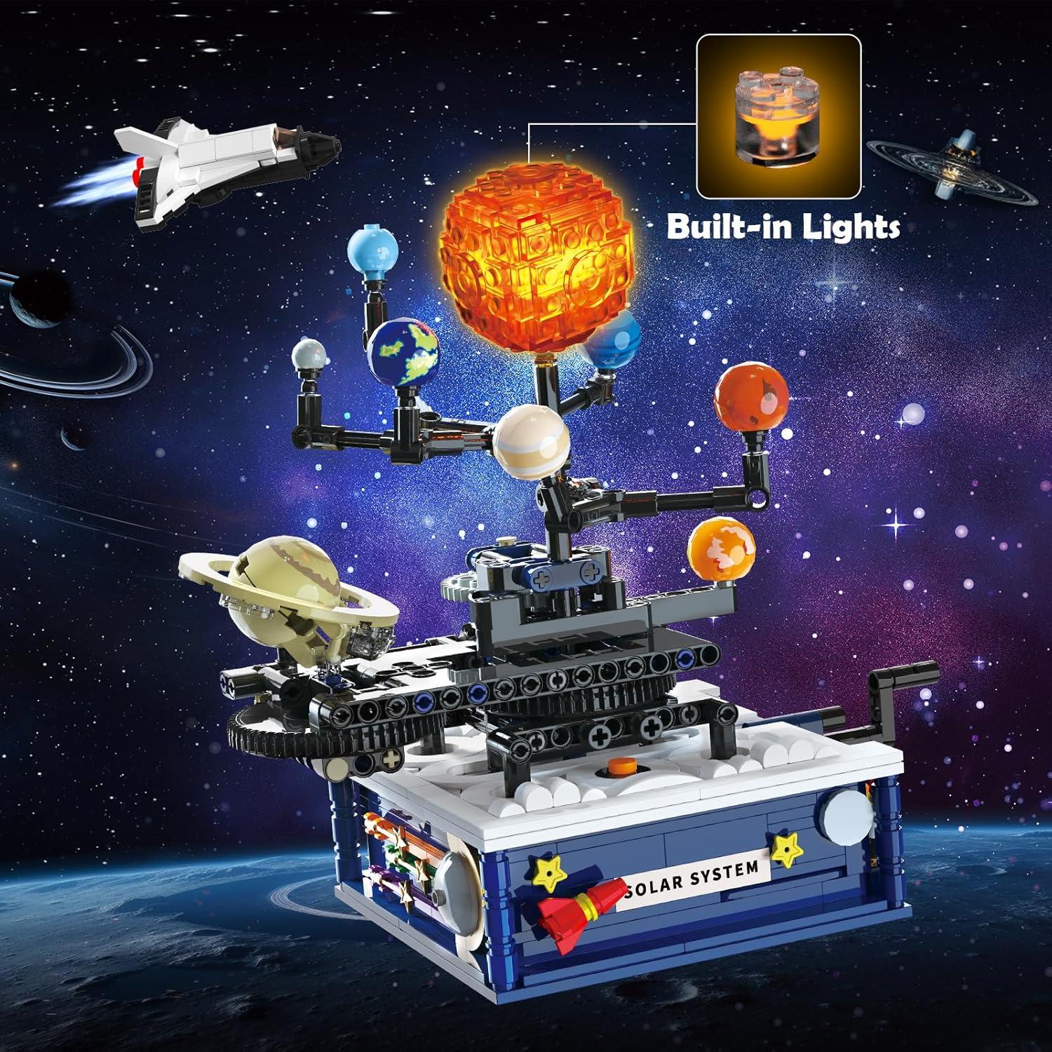 CUBIMANA Sonnensystem Bauspielzeug mit Licht und Rotations