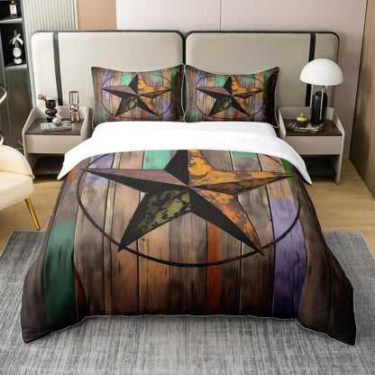 Rustikale Baumwoll Bettwäsche Set 220x240cm – Vintage Sternenmuster