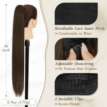 Lang Glattes Pferdeschwanz Haarverlängerung 76CM Braun