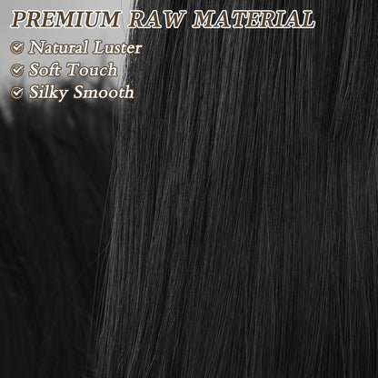 Schwarze Pferdeschwanz Verlängerung 66CM Synthetik Haarteil Clips Damen Schwarz