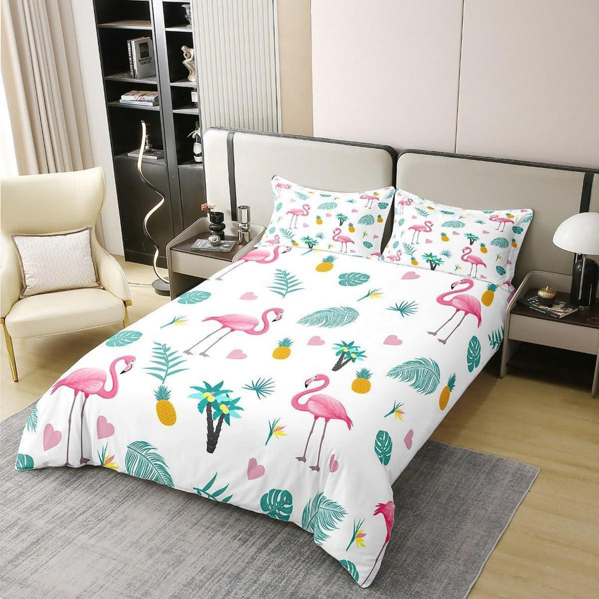 Tropisches Flamingo Bettwäsche-Set 220x240cm Baumwolle