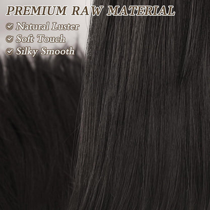 BARSDAR Lang Glatt Pferdeschwanzverlängerung 66CM Schwarz Braun Synthetik Haarverlängerung