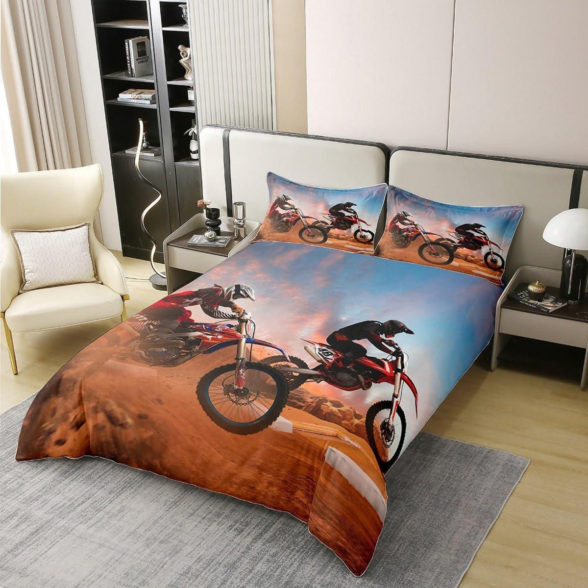 Dirt Bike Bettwäsche Set 135x200cm – Baumwolle & Motocross Design