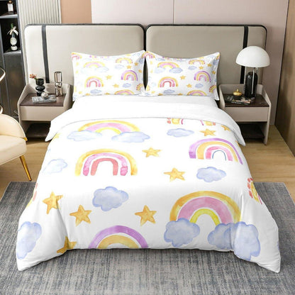 Regenbogen Bettwäsche Set 155x220cm Baumwolle Kinderzimmer