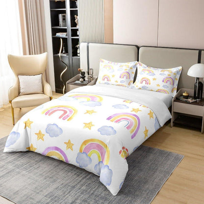 Regenbogen Bettwäsche Set 155x220cm Baumwolle Kinderzimmer