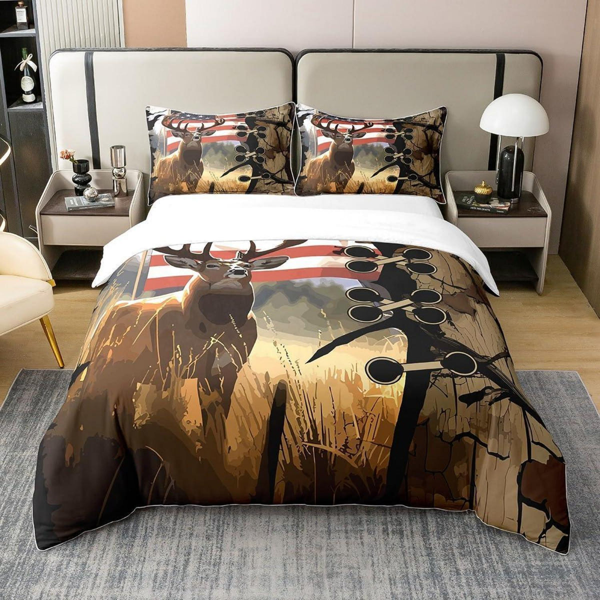 Baumwoll Bettwäsche Set Hirsch Motiv 135x200 cm + 80x80 cm
