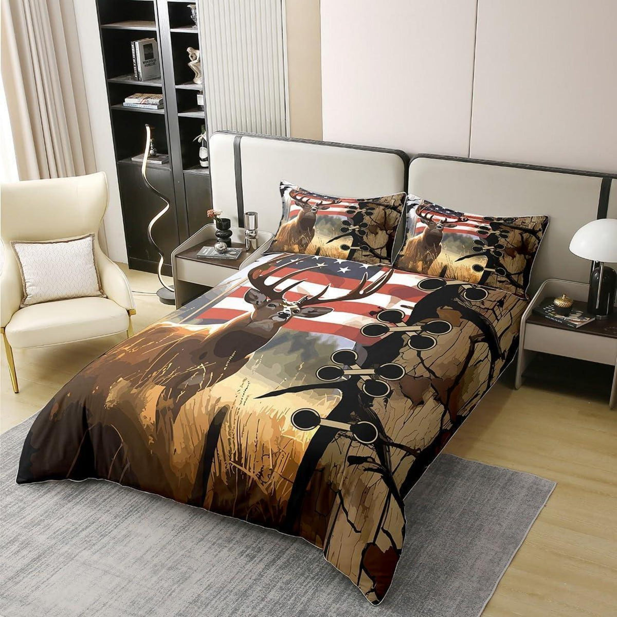 Baumwoll Bettwäsche Set Hirsch Motiv 135x200 cm + 80x80 cm