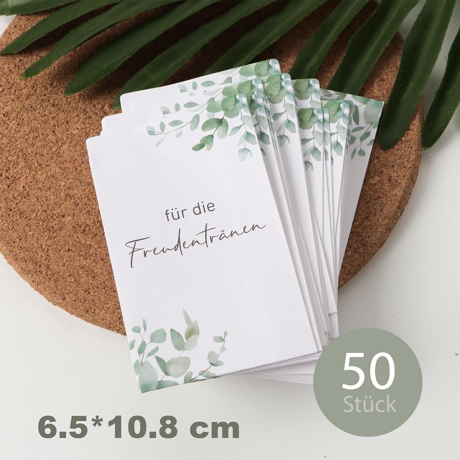 50x Hochzeit Taschentüten Tüten im Eukalyptus Design