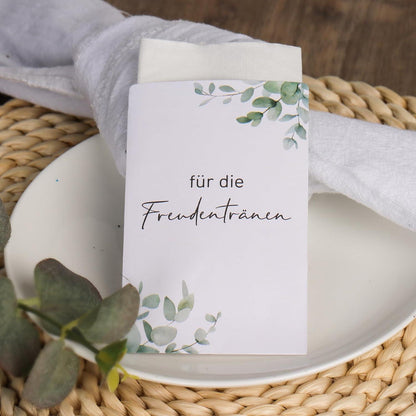 50x Hochzeit Taschentüten Tüten Freudentränen Eukalyptus Design