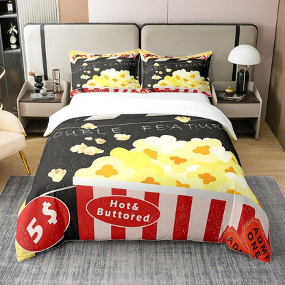 Kino Bettwäsche Set 200x200cm – Baumwolle Popcorn Design für Kinder