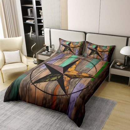 Rustikale Baumwoll Bettwäsche Set 200x200cm – Vintage Sternenmuster