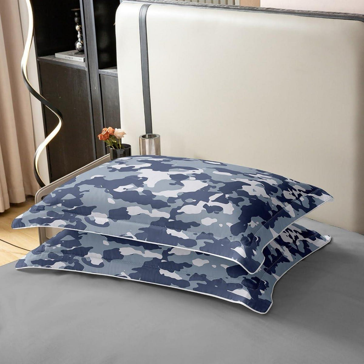 Camouflage Bettwäsche Set 155x220cm – 80x80cm – Blau – Baumwolle