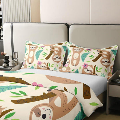 Kawaii Faultier Bettwäsche Set 200x200cm Baumwolle Tropical