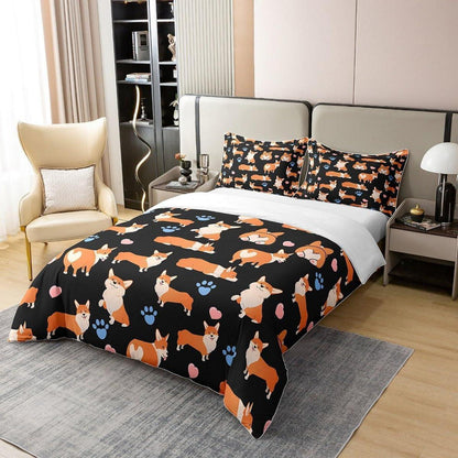 Corgi Bettwäsche Set 220x240cm Baumwolle Kawaii Tier Bettwäsche