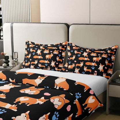 Corgi Bettwäsche Set 220x240cm Baumwolle Kawaii Tier Bettwäsche