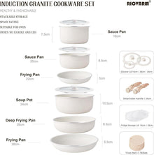 Induktion Topf Set Antihaft Granit Stapelbar 18-teilig Beige