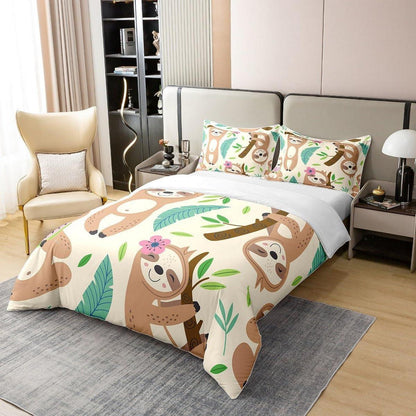 Kawaii Faultier Bettwäsche Set 155x220cm Baumwolle Kinderzimmer