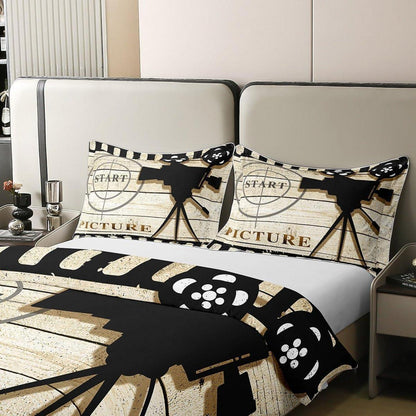 Baumwoll Bettwäsche Set 200x200cm – Vintage Kino Design