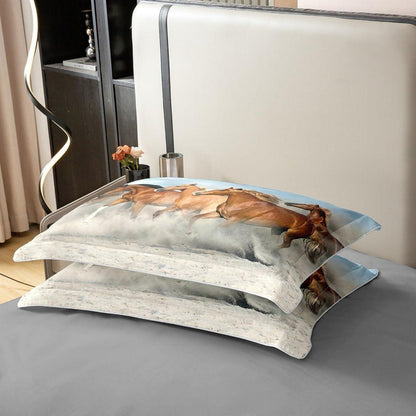 Baumwoll Bettwäsche Set Pferd 220x240cm mit Kissenbezügen