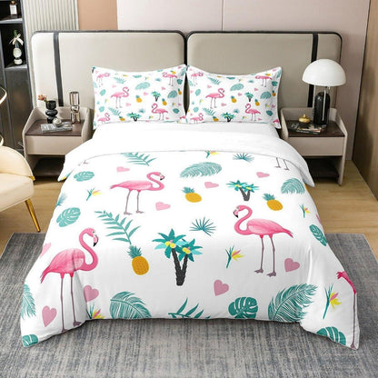 Tropische Flamingo Bettwäsche Set 135x200cm Baumwolle