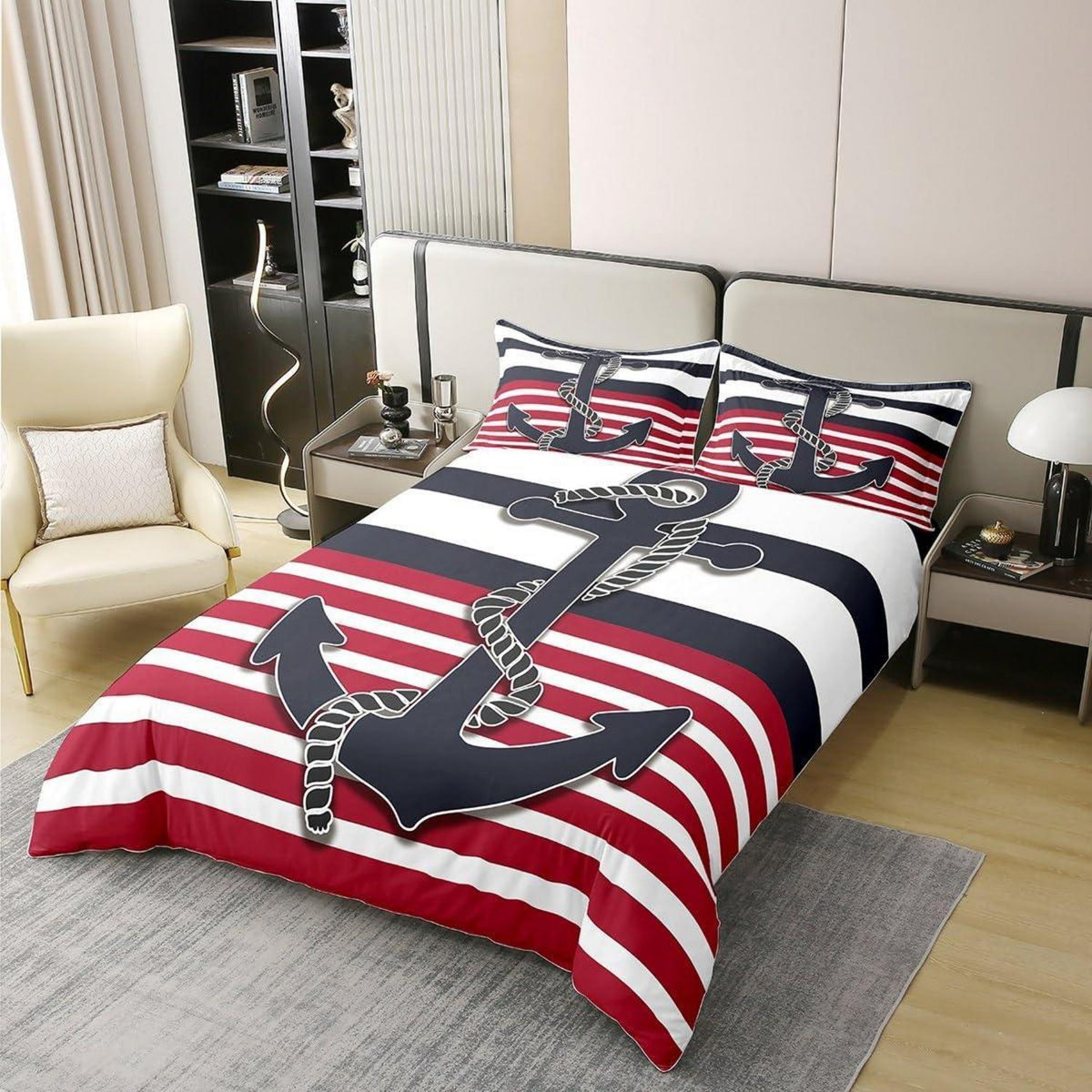 Nautisches Bettwäsche-Set 200x200cm – Jungenzimmer Küstenabenteuer