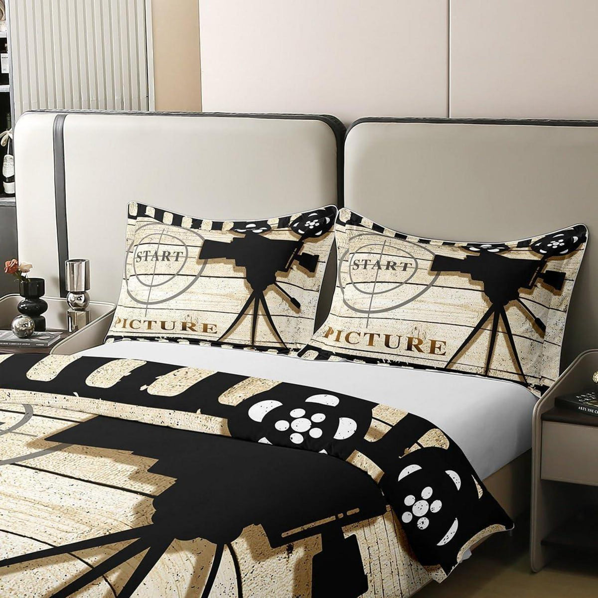 Baumwoll Bettwäsche Set Filmdesign 155x220cm + 80x80cm