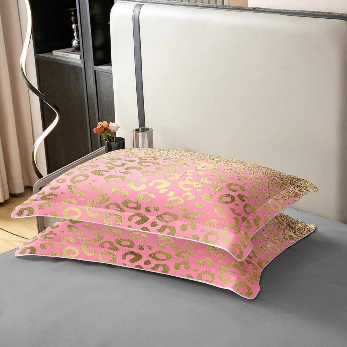 Glitzer Leopard Bettwäsche Set 155x220cm & 80x80cm