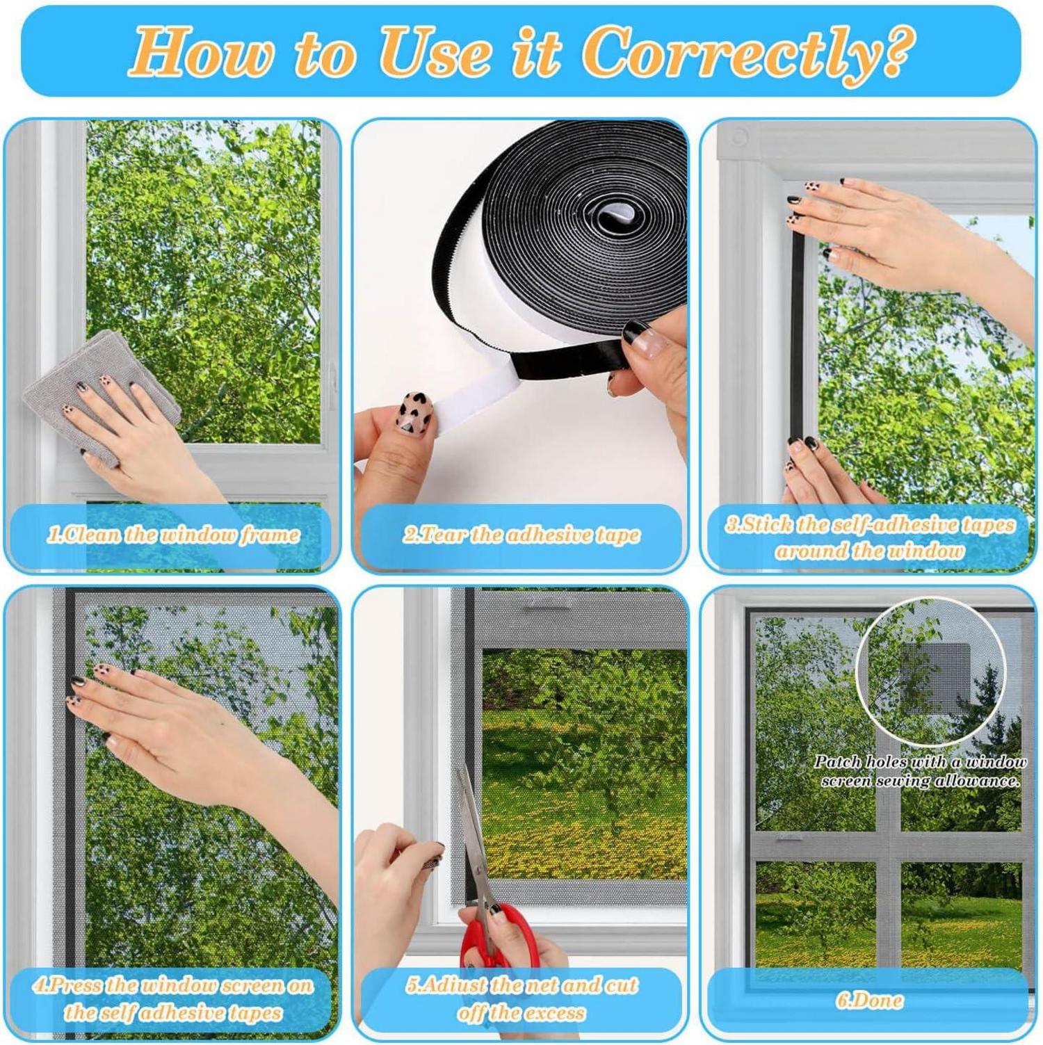 VEVOQIM Fliegengitter Fenster 130x150cm Selbstklebend 4 Stück