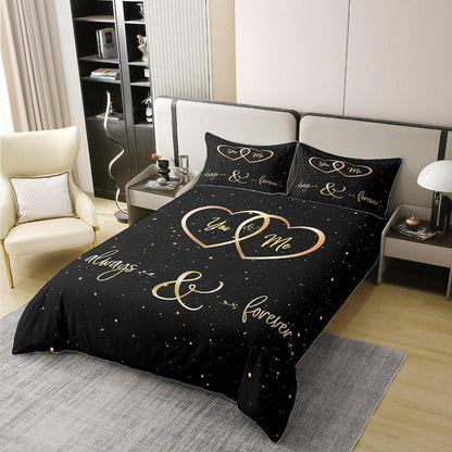 Baumwoll Bettwäsche Set 200x200cm – Romantisches Hochzeitsthema
