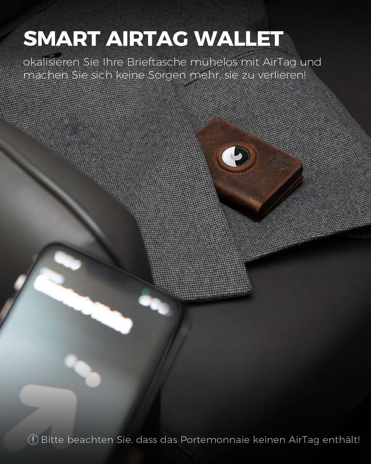 Modernes Herren Smart Wallet mit XL Münzfach, RFID-Schutz & Airtag Fach