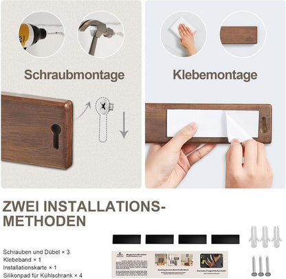 Magnetleiste Messer 40cm Selbstklebend Akazienholz Magnethalter