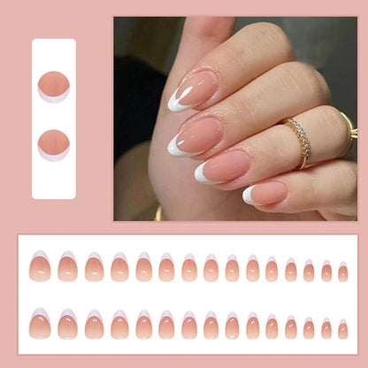 24 Stück Press on Nails - Kurz Weiß Nude Rosa - Künstliche