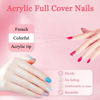 24 Stück Künstliche Nägel Katzenauge Acryl Full Cover