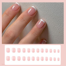 24 Stück Kurz Square Press on Nägel Nude Rosa French Nägel